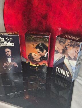 Lot of 3 VHS Tapes-  The God Father, Gone W/the Wind, & Titanic